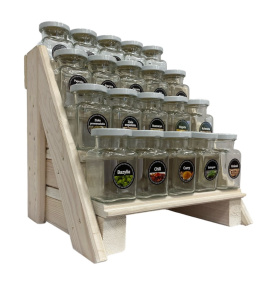 Stojak, regał na przyprawy Sosna Bielona+ 20 SŁOIKÓW + GRATIS