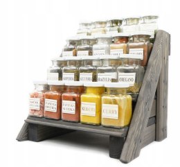 Stojak, regał na przyprawy SZARY + 20 SŁOIKÓW