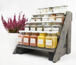 Stojak, regał na przyprawy SZARY + 20 SŁOIKÓW